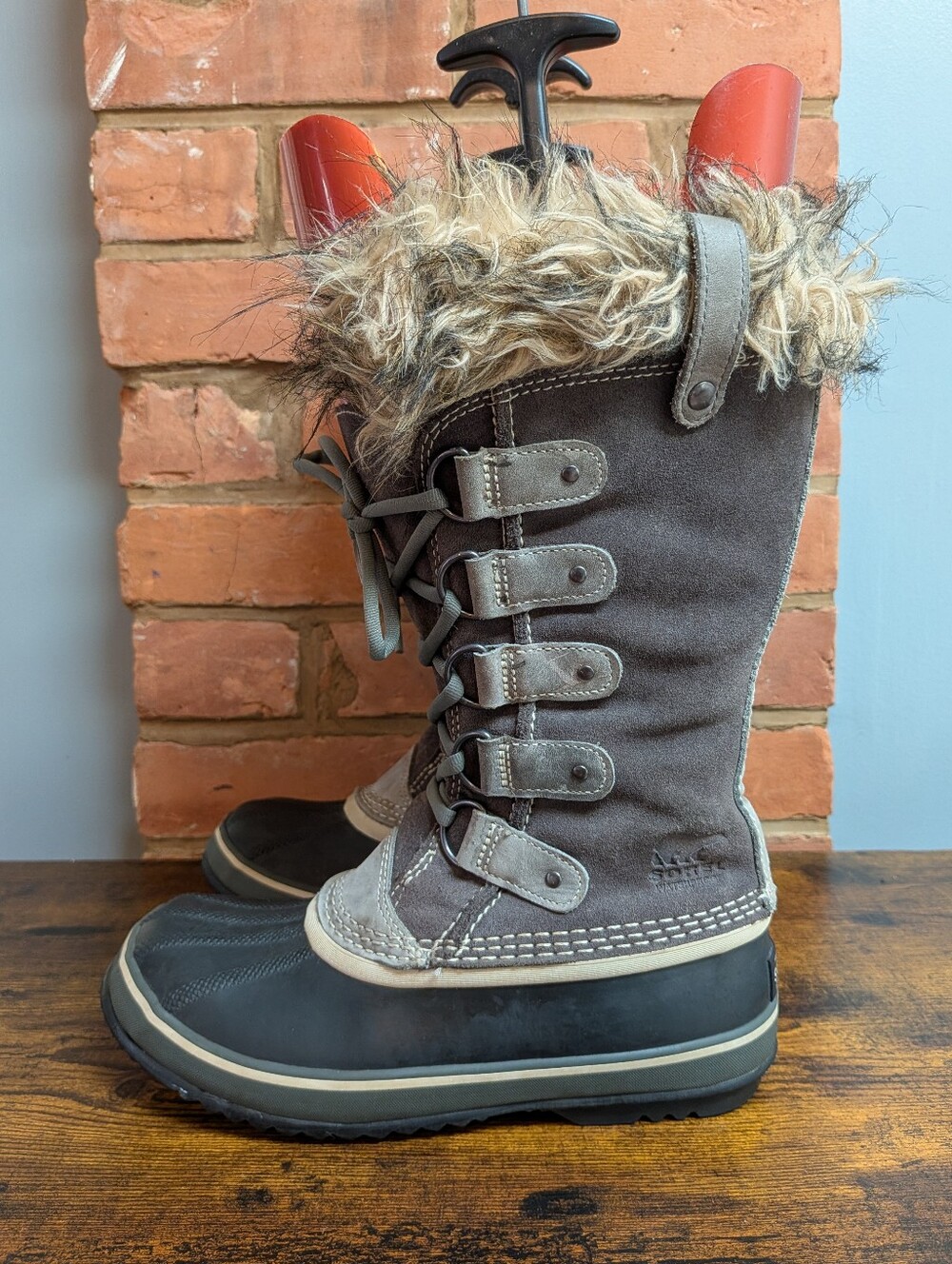 Sorel JOAN OF ARCTIC Women's Waterproof Boots In Grey Suede Size 7.5 US